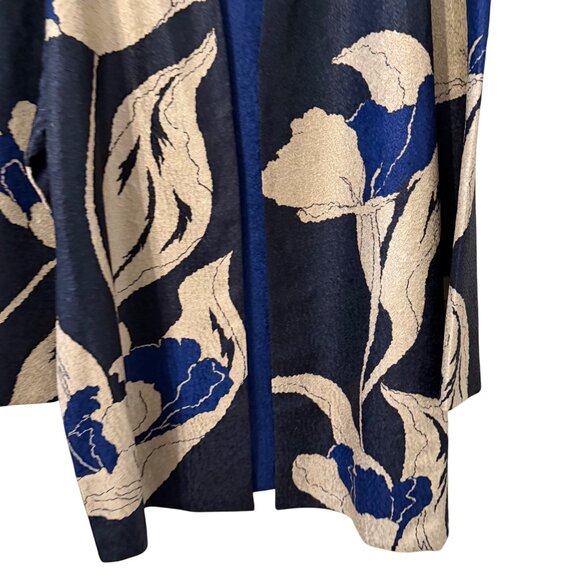 Chicos Travelers Reversible Open Front Jacket With Floral/Solid Design Size 16/1 - Picture 11 of 12